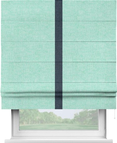 Римская штора «Кортин» для проёма, лён кашемир мятный, с кантом Хайвэй